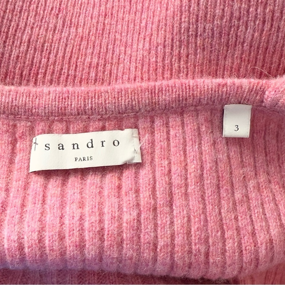 SANDRO Wool‎ Rib Knit Sleeveless V-Neck Slim Cropped Camisole Sweater Tank Top L - Picture 8 of 12